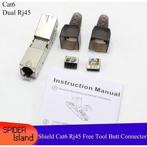 10pcs Free Tool Cat6 Connector Cat 6 Pressure-Free Shielded Network Cable rj45 Double Crystal Head Tooless RJ45 Connector