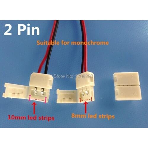 100pcs Singe Color 10mm (or 8mm) 4pin Conductor PCB Connection+10cm lines LED Strip Connector for 5050 strip
