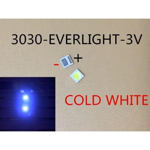 500pcs EVERLIGHT LED Backlight 1W 3030 3V Cool white 80-90LM TV Application 62-113TUN2C/S5000-00F/TR8-T