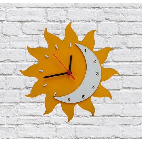 KalyonHome Sun Wooden Decorative Wall Clock Watch