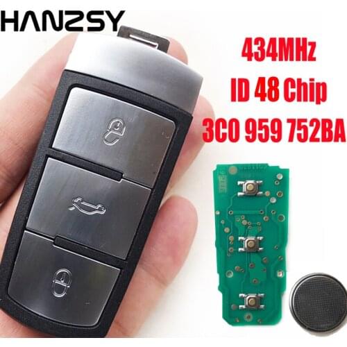 3 Buttons Remote Key For Volkswagen 3C0 959 752 BA 434Mhz ID48 Chip For VW Passat B6 3C B7 Magotan CC Car Smart Car Key