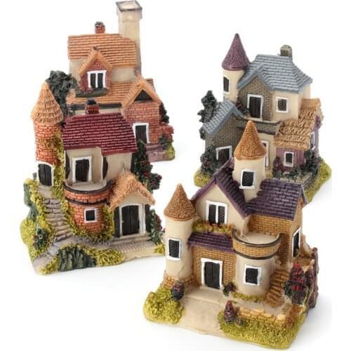 Mini Fairy Garden Miniature Resin Thatched House Micro Dollhouse Ornament Decor Random Color Thatched House Micro Dollhouse 2021