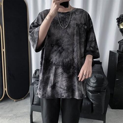 Summer Fashion New Five-Point Sleeve T-shirt Male Ins Tide Brand Trend Hip-Hop Japanese Loose Harajuku Style Top