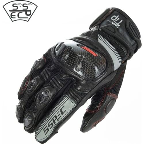 SSPEC Motorcycle Gloves black Racing Gloves Genuine Leather Motorbike Gloves GK193 Carbon Fiber knight riding glove black