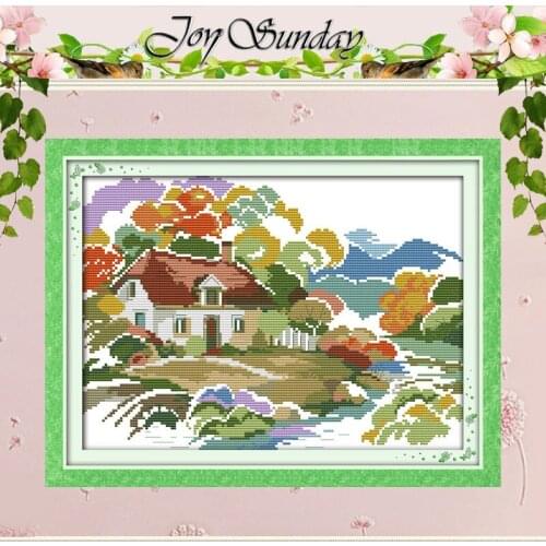 Jungle Cottages Counted Cross Stitch 11CT 14CT Cross Stitch Set Wholesale Scenery Cross-stitch Kit Embroidery Needlework