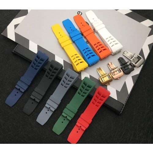 New Men Soft quality Imported Nature colorful Silicone Rubber 20mm Watchband For Richard Watch Mille Strap band butterfly buckle