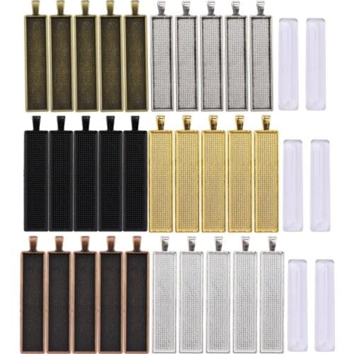 60PCS Pendant Base 10x50mm Cabochon Cameo DIY Jewelry Making For Pendant Necklace Choker Keychains Crafts Accessories Findings