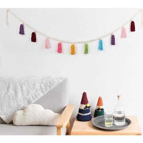 Macrame Woven Tassel Basket Decorative Wall Hanging for Boho Home Decor Nursey Room Farmhouse Decor