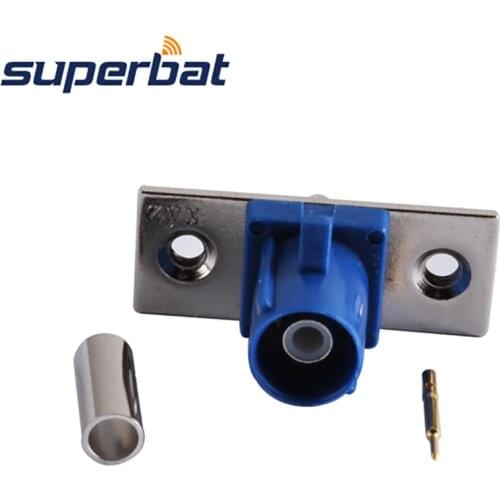Superbat Fakra C Blue 2 hole Panel Plug Connector for GPS Telematics/Navigation for Coaxial Cable RG316,RG174,KSR100