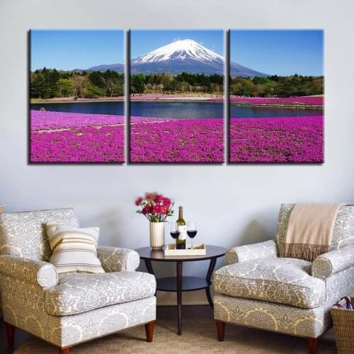 Modern Canvas Painting Mount Fuji and River Canvas Wall Art Printed On Canvas Oil Painting Stretched and Frame Drop shipping