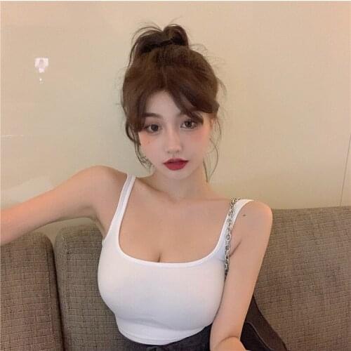 Spring and summer short white suspenders and sexy strapless vests and wild tops for ladies