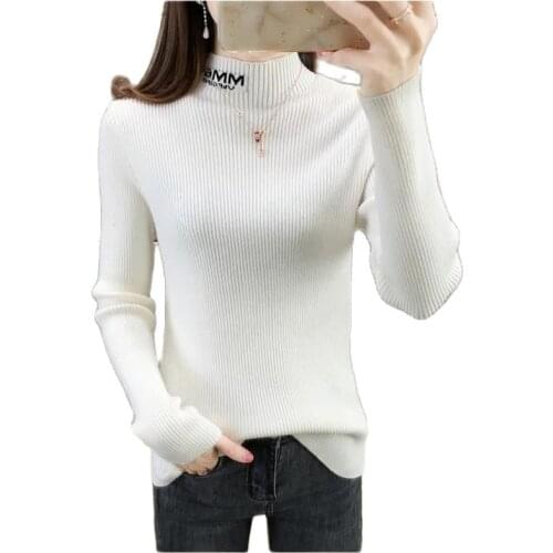 Sweater women 2021 autumn and winter new half-high neck bottoming shirt for Women to wear all match slim short pullover sweater