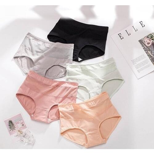 3/5PCS Cotton Panties Sexy Perspective Mesh Patchwork Show Butt Seamless Underwear Antibacterial Briefs Lingerie Women