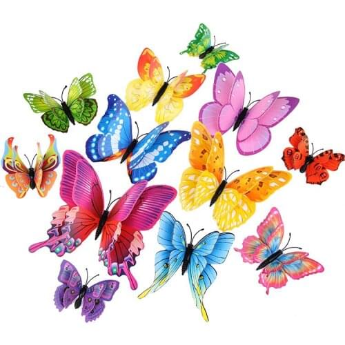 3D Double Layer Simulation Butterfly Creative Home Living Room Background Wall Decoration Stickers PVC Butterfly Wall Stickers
