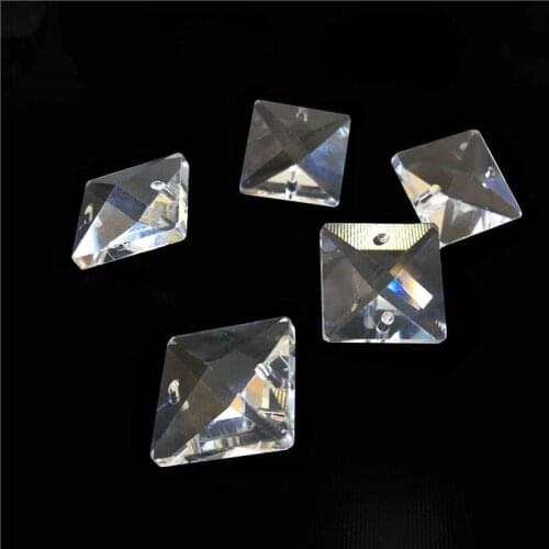 2 holes 22mm 50pcs Lighting Prism Parts Square Beads DIY Wedding Chandelier Decorate The Christmas Trees