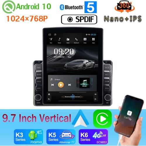 9.7" Tesla Style PX6 4G+64G GPS Android 10.0 Radio CarPlay For Nissan Teana J31 2004-2007 360 Panoramic Camera Car Media 4G WIFI