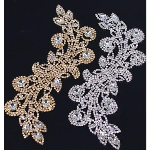 Silver rhinestone applique trim for bridal wedding belt DIY sewing Fashion handmade crystal brilliant applique with stone tassel