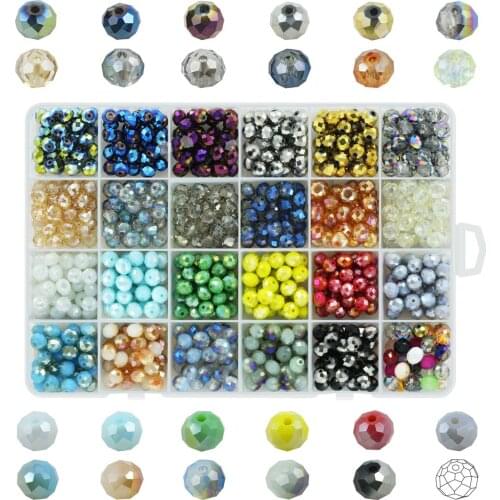 720Pcs/Box Crystal Spacer Rondelle DIY for Jewelry Making 8mm Faceted Glass Round Beads Plating Color For Crafts Accessories