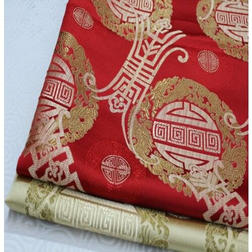 CF160 1Yard 73cm Red Chinese Antique Silk Fabric Chinese Style Brocade Jacquard Fabric For Wedding Dress Fabric For Sewing
