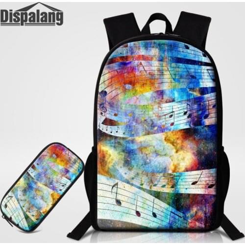 Dispalang 2 PCS/Set Women Backpacks Pencil Bag Musical Printing Book Bag Preppy Style School Bags for Teenagers Girls Daypack