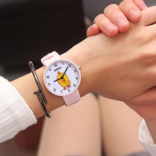 2021Little yellow duck girl student tide student waterproof teenage girl silica gel electronic quartz watch