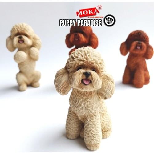 JXK Cute Poodle Dog Pet Healing Figure Canidae Animal Collector Toy Resin Desktop Decoration Gift