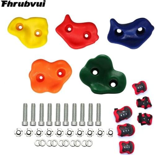 Rock Wall Climbing Holds for Kids,Climbing Rocks for Indoor Outdoor Play Set, Rock Wall Hand Holds Kit with Protective Gear Set