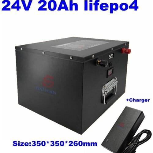 Lifepo4 24v 20Ah battery pack lithium with BMS for scooter ebike Solar energy Wheel Chair monitor inverter lamp + 3A charger