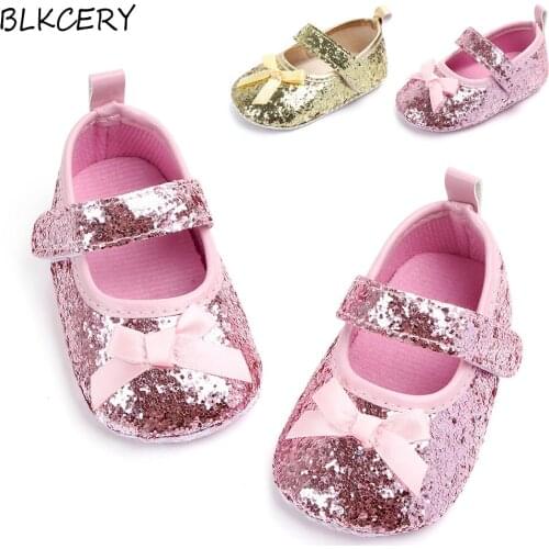 Brand New Fashion Baby Girl Shoes Newborn Soft Anti-slip Bottom Princess Moccasins Bling Infant Toddler 1 Year Old First Walkers
