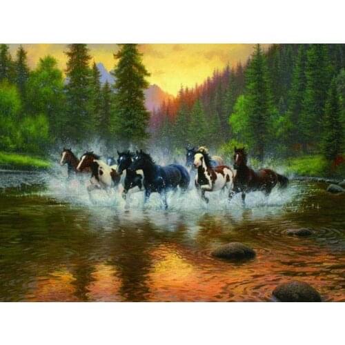 Full square wall stickers kit set 5D diamond painting 5D Cross stitch haft diamentowy Cuadros landscape animal Mosaic art horse