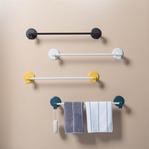 Stainless Steel Towel Hanger Wall Mounted Free Punch Bathroom Suction Cup Hook Towel Rack For Washroom Organizer Single Shelf