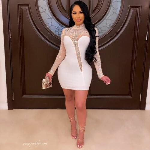 2021 The New Elegant Glitter Patchwork Party Shiny Dress Clubwear Gorgeous Stretchy Mini Dress Birthday Outfits