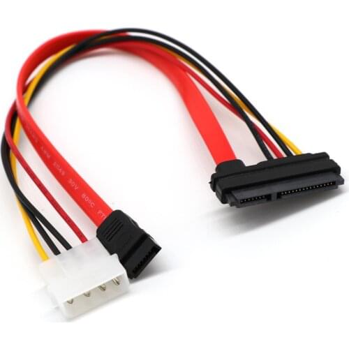 Power Splitter Cable New And High Quality 30cm SATA Combo 15 Pin Power and 7 Pin Data Cable 4 Pin Molex to Serial ATA Lead