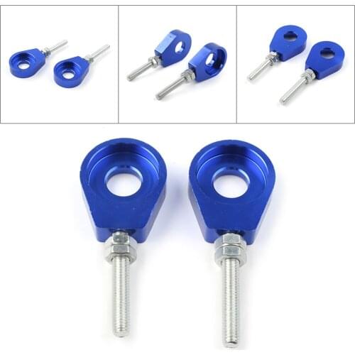 Blue 12mm Axle Tensioner Chain Adjuster 2 Pcs For Chinese CRF XR 50 70 Pit Dirt Bike