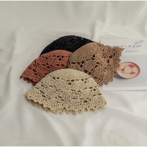 Sun-Proof And Breathable Baby Girl Hand-knitted Straw Hat Sweet Princess Fan Outdoor Sun-proof Straw Hat