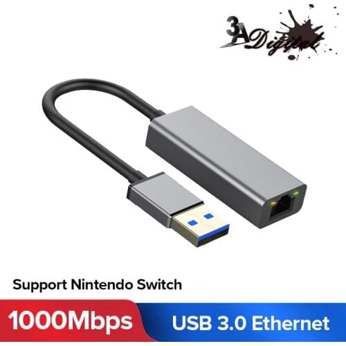 1000 Mbps USB Ethernet Adapter USB 3.0 Network Card To USB RJ45 Lan For PC Windows 10 Xiaomi Mi Box 3/S Nintend Switch Ethernet