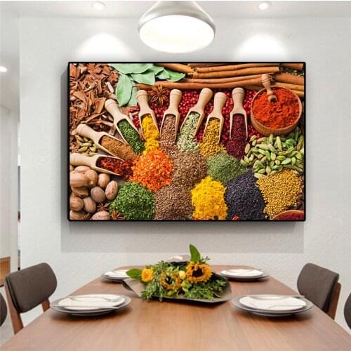 Grains Spices Spoon Kitchen Food Full Square 5D DIY Diamond Painting needlework Diamond Embroidery Cross Stitch kits rhinestones