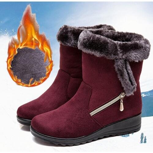 2019 Women Snow Boots Warm Short Fur Plush Winter Ankle Boot Plus Size Platform Ladies Zip Shoes Female Comfort Drop Shipping