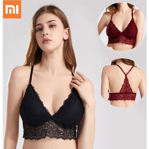 Xiaomi Lace Sexy Bra Push Up Women Bralette Female Lingerie Brassiere Summer Backless Wireless Underwear Plus Size M-4XL