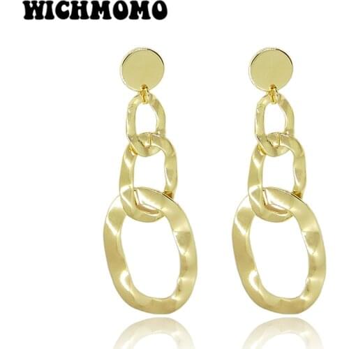 2019 New Trendy 82mm 1 Pair High Quality Zinc Alloy Gold Dangle Geometric Earrings for Girls Party Gifts Accessories