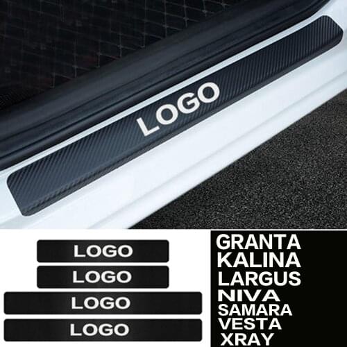 4pcs For LADA GRANTA KALINA LARGUS NIVA SAMARA VAZ-2110 VESTA XRAY Car Door Sill Plate Guard Sticker Carbon Fiber Decals Styling