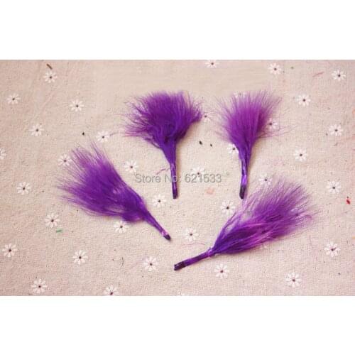500Pcs/lot 5-10CM Purple BLOOD QUILL Marabou Turkey Feathers for earrings,hair pieces and bridal creations