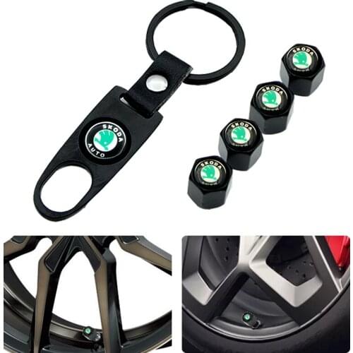 Car badge Emblem Wheel Tire Valve Stems Caps Keychain For Skodas Octavia A5 A7 Fabia superb car-styling Accessories