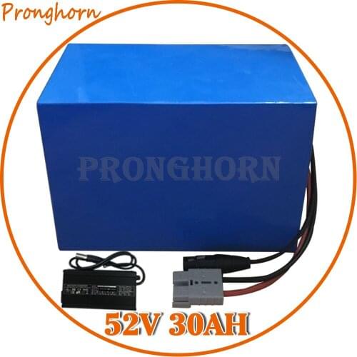 Free Customs Fee 2000W 52V Battery 51.8V 30AH Electric Bike Battery 52V 30AH EBike Lithium Battery with 50A BMS 58.8V 5A Charger