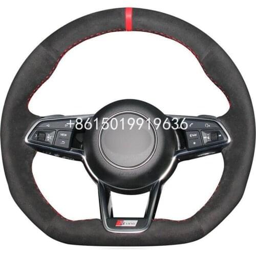 For Audi TT 2017-2020 Car Hand-sewn Steering Wheel Cover Black Suede