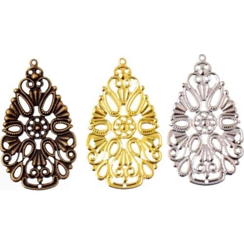 Free shipping 50Pcs Filigree Wraps Flower Connectors Metal Crafts Gift Decoration DIY Findings 48x28mm