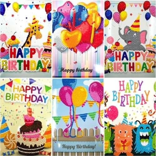 HUACAN 5D DIY Diamond Painting Christmas Cards Gift Mosaic Rhinestone Birthday Greeting Cards Diamond Embroidery Cartoon Kit