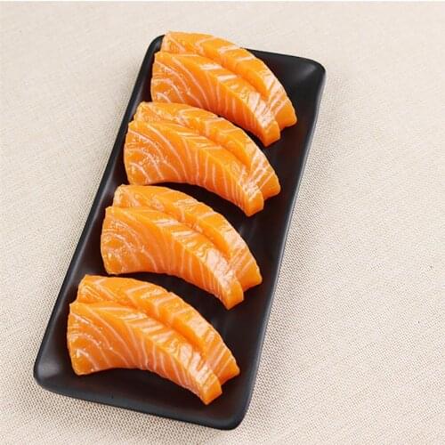 1PC/2PC Artificial Food Realistic Salmon Fillet Simulated Sushi Food Prop for Restaurant Fake Food Model Photography props Decor