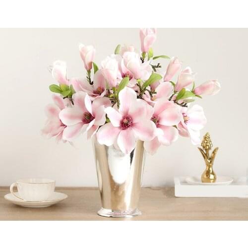 1 bundle Silk Orchid Magnolia Bouquet Home Decoration Accessories Wedding Party Scrapbook Fake Plants DIY Artificial Flowers