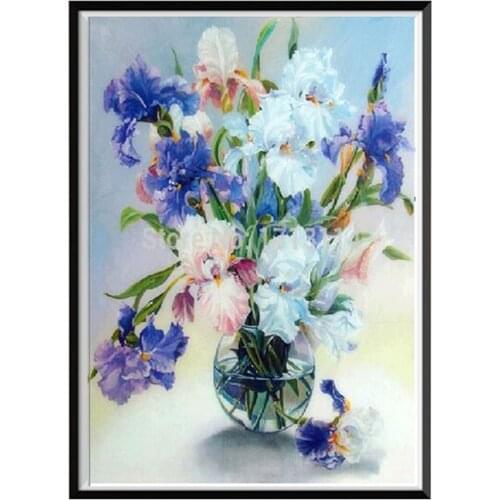 Flower DIY Embroidery 11CT Cross Stitch Kits Needlework Craft Set Cotton Thread Printed Canvas Home Decoration On Sale Room